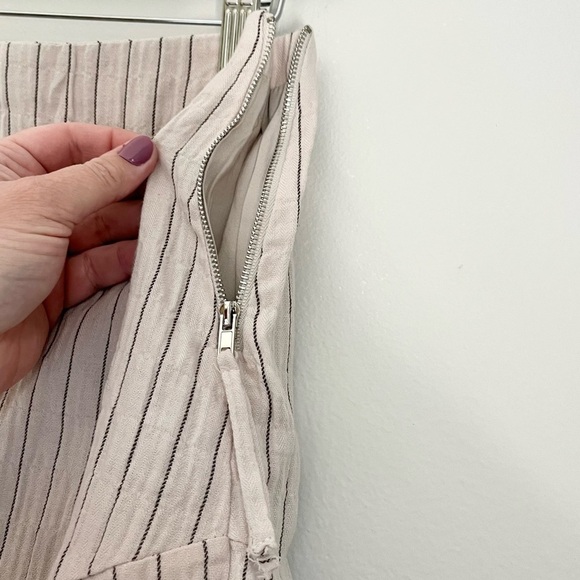 NWT Lost + Wander Linen Blend Mini Skirt Light Pink Cream Black Striped Medium - Picture 5 of 9